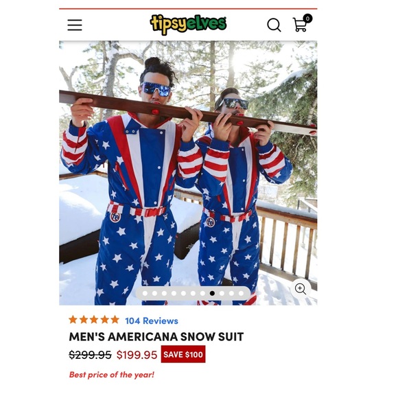 Tipsy Elves MEN'S AMERICANA SNOW SUIT
Men’s small - Picture 2 of 14